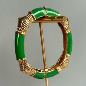 VINTAGE Ciner Green/Gold Bamboo Bracelet